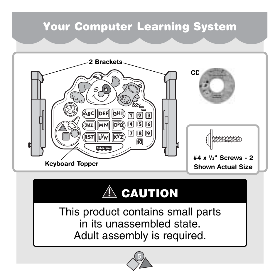 Your computer learning system, Caution | Fisher-Price 71657 User Manual | Page 5 / 24