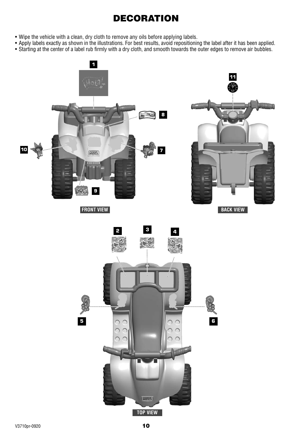 Decoration | Fisher-Price V3710 User Manual | Page 10 / 20