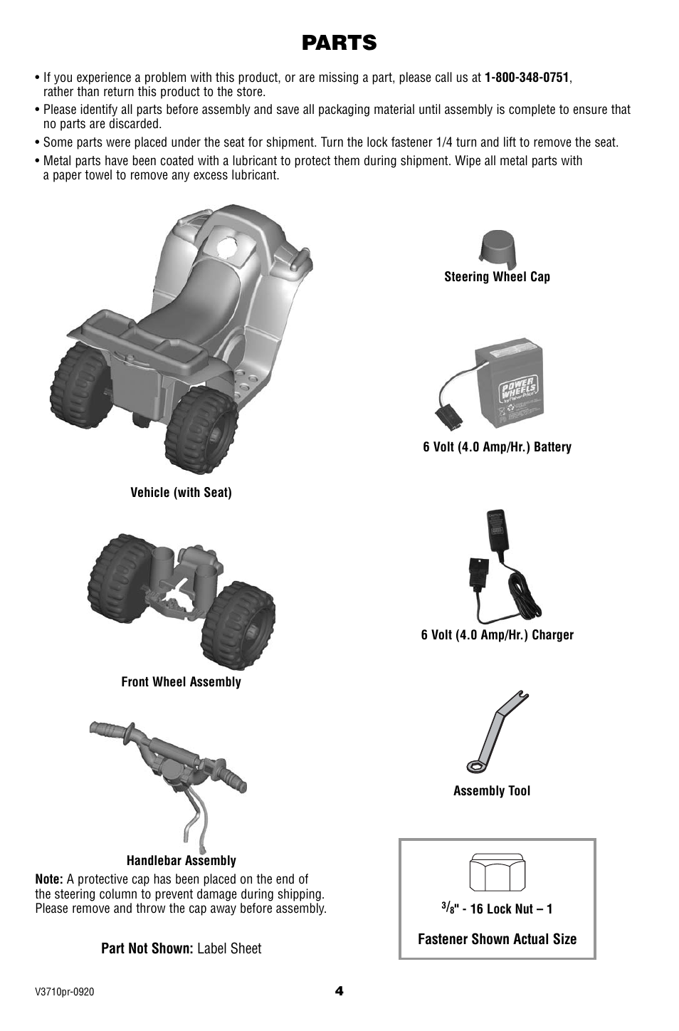 Parts | Fisher-Price V3710 User Manual | Page 4 / 20