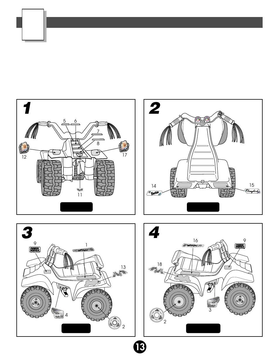 Label decoration | Fisher-Price BARBIE SONGBIRD 76922 User Manual | Page 13 / 27