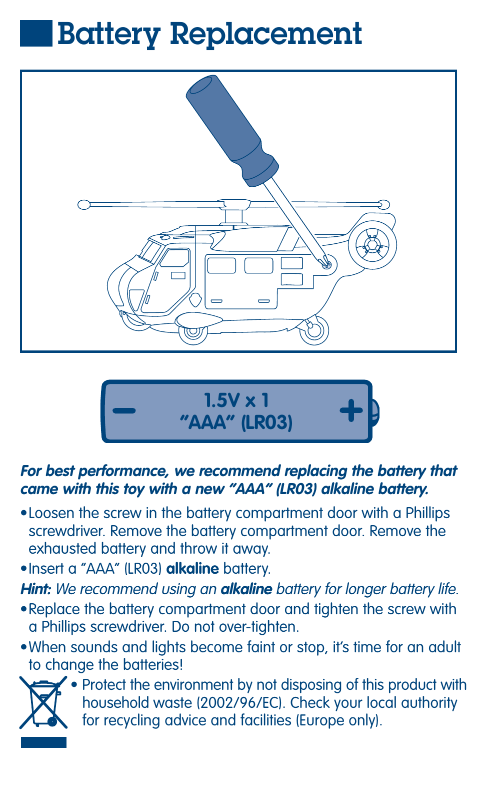 Battery replacement | Fisher-Price M4098 User Manual | Page 2 / 4