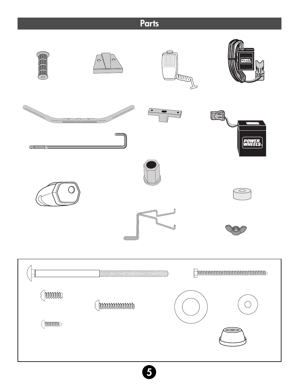 Parts, All shown actual size | Fisher-Price 78475 User Manual | Page 5 / 27