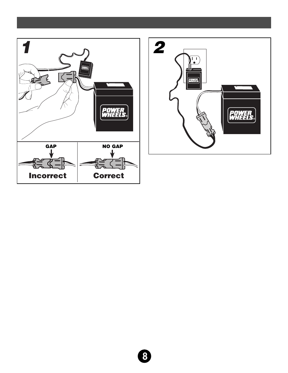 Battery charging, Incorrect correct | Fisher-Price 78475 User Manual | Page 8 / 27