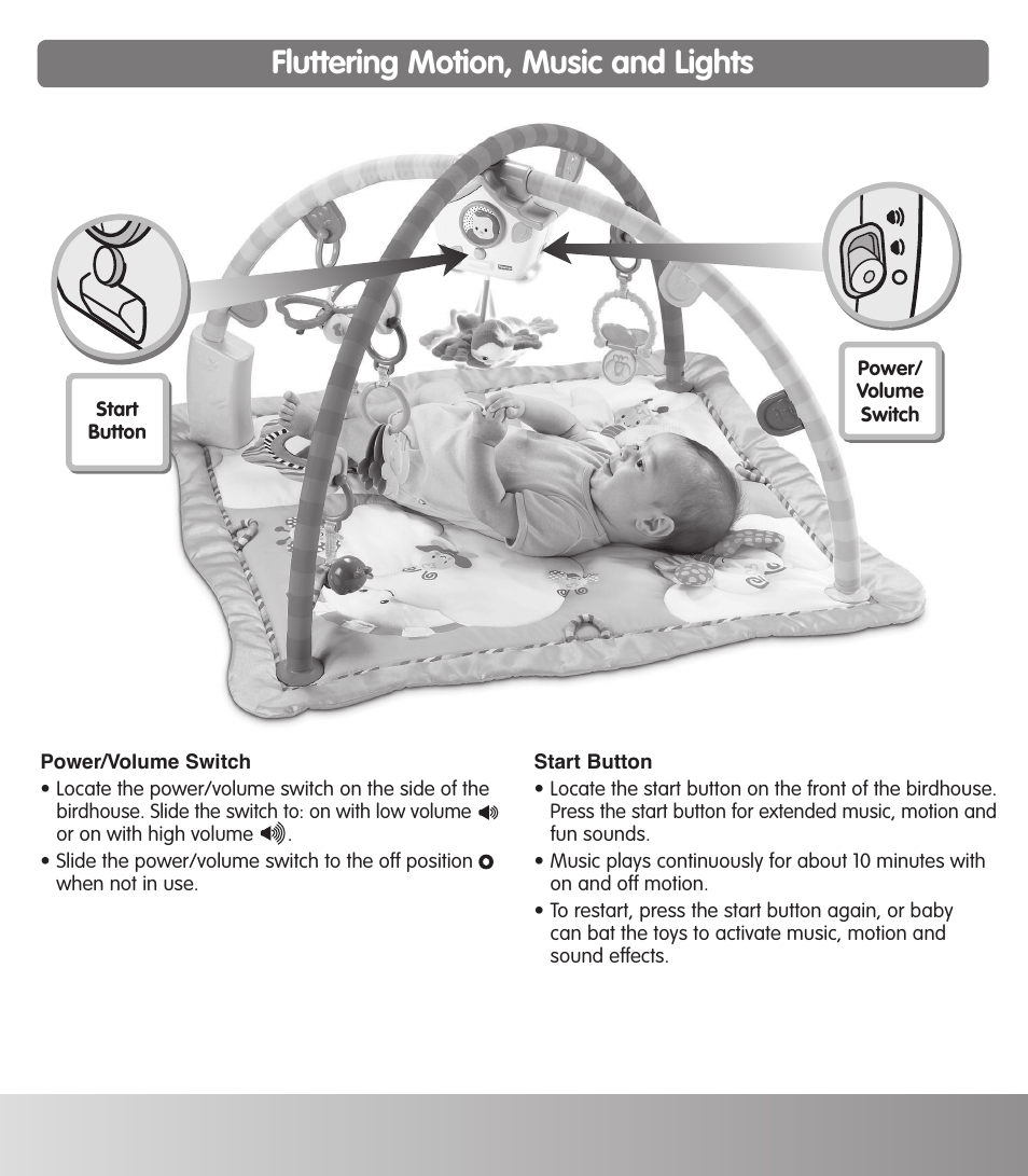 Fluttering motion, music and lights | Fisher-Price J6113 User Manual | Page 5 / 6