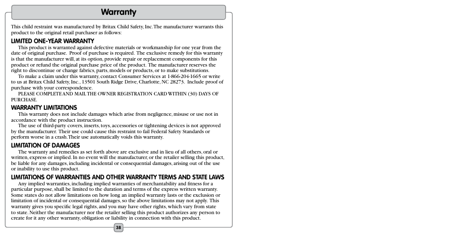 Features warranty | Fisher-Price EF20B User Manual | Page 20 / 20