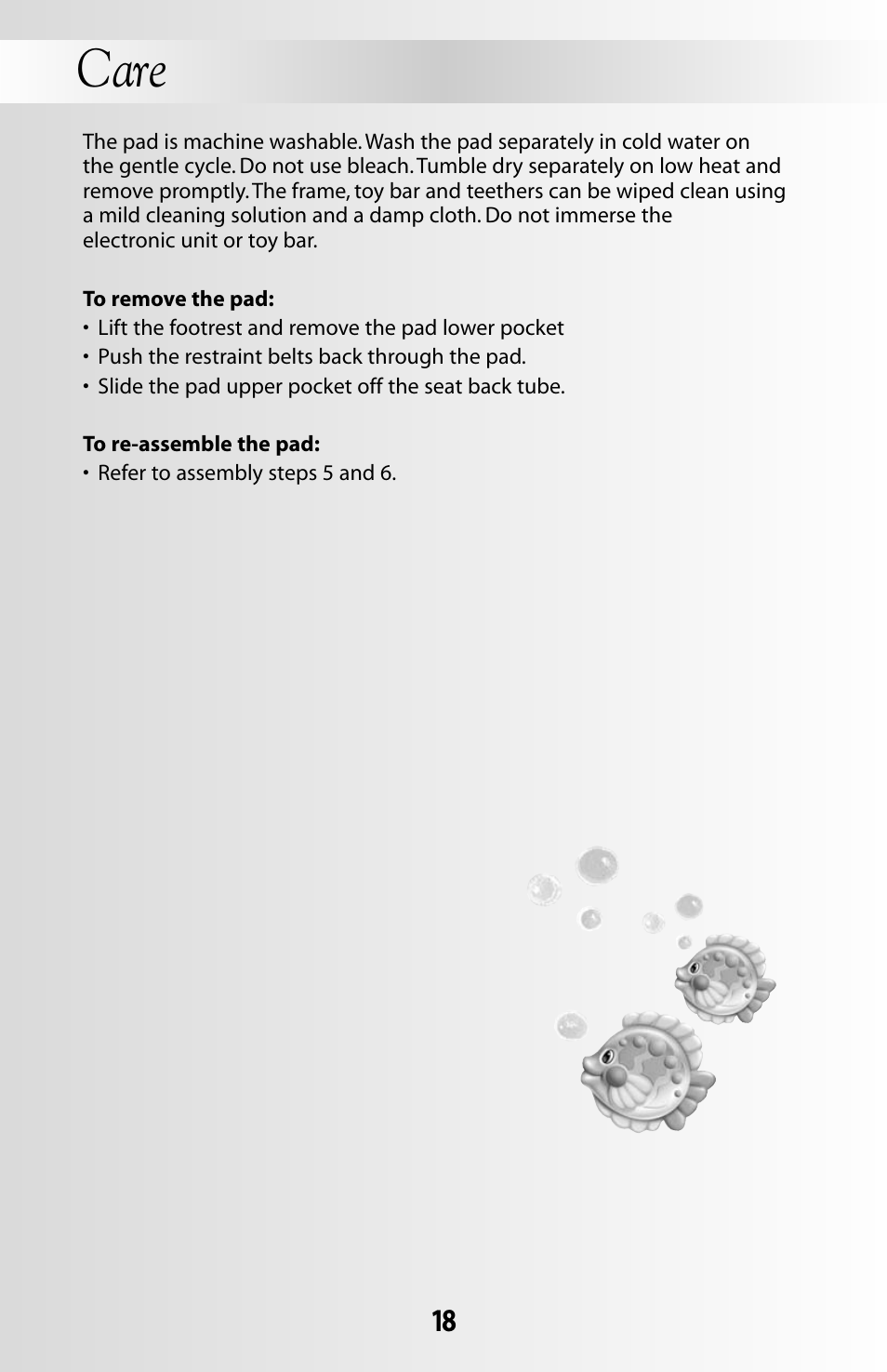 Care | Fisher-Price OCEAN WONDERS 79030 User Manual | Page 18 / 20