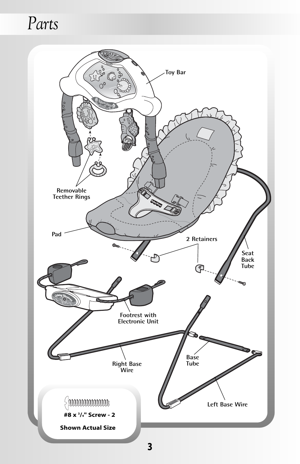 Parts | Fisher-Price OCEAN WONDERS 79030 User Manual | Page 3 / 20