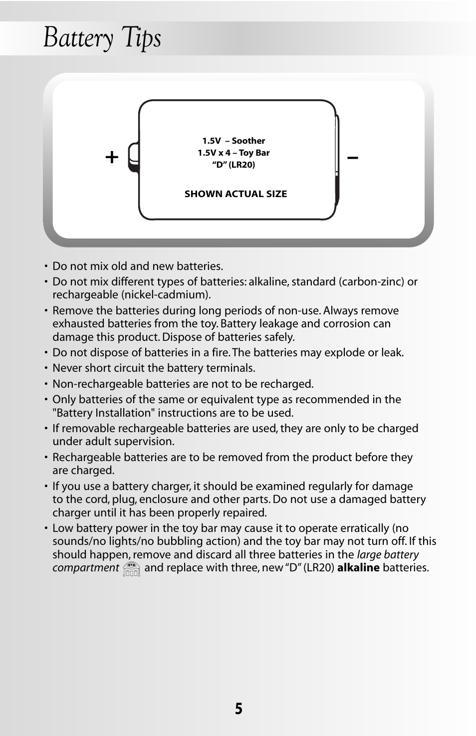 Battery tips | Fisher-Price OCEAN WONDERS 79030 User Manual | Page 5 / 20