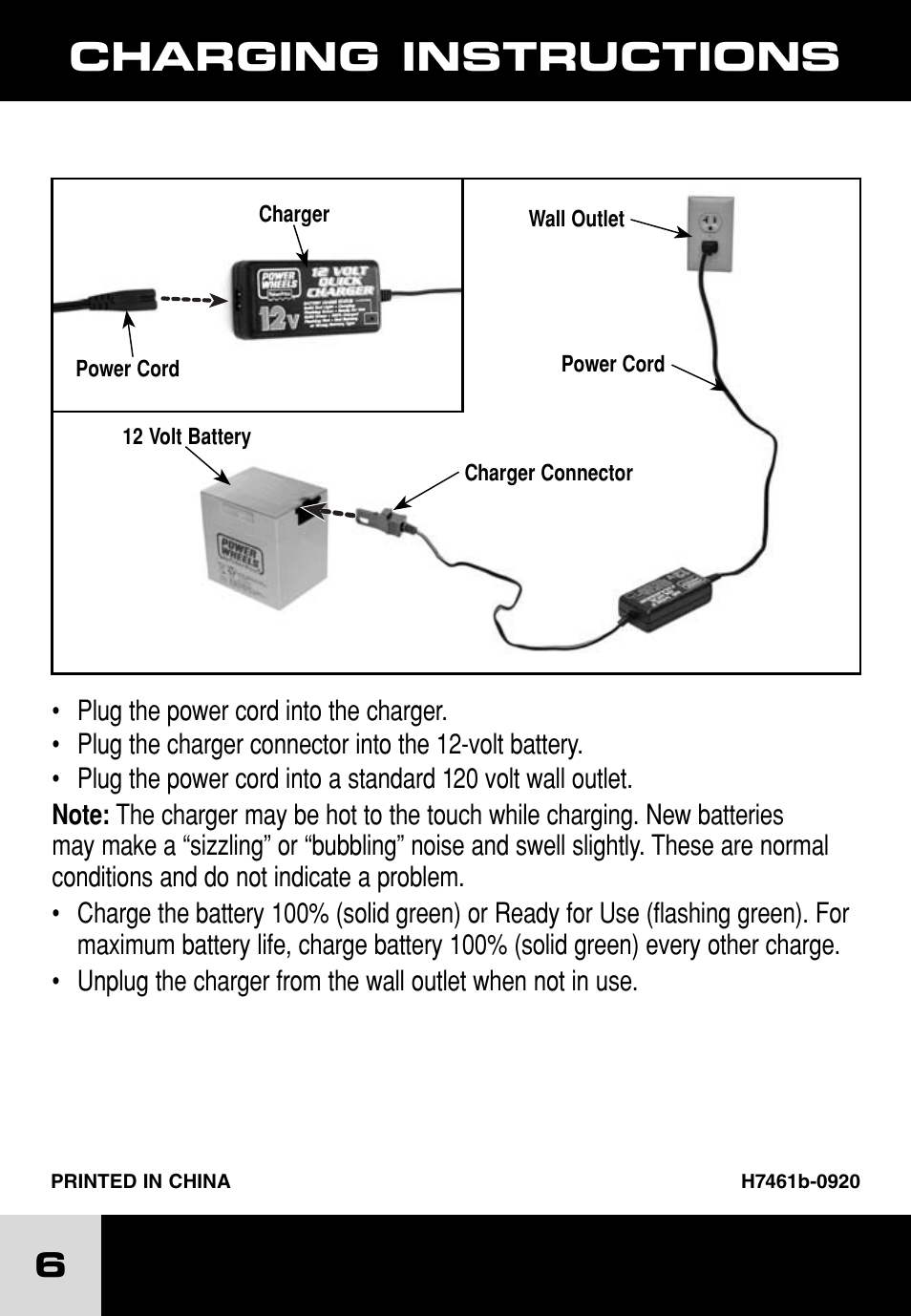 Charging instructions | Fisher-Price H7461 User Manual | Page 6 / 10