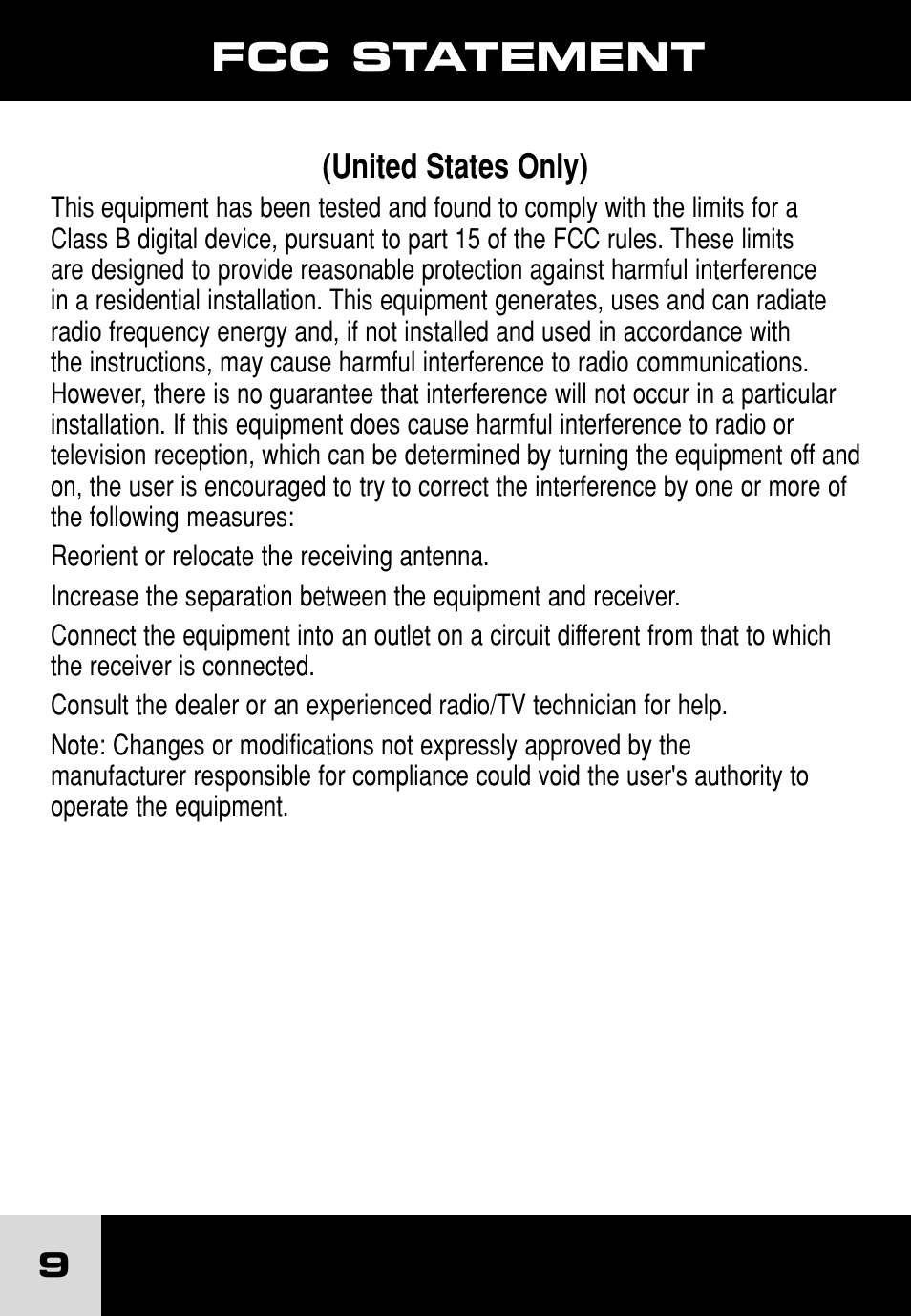 Fcc statement | Fisher-Price H7461 User Manual | Page 9 / 10