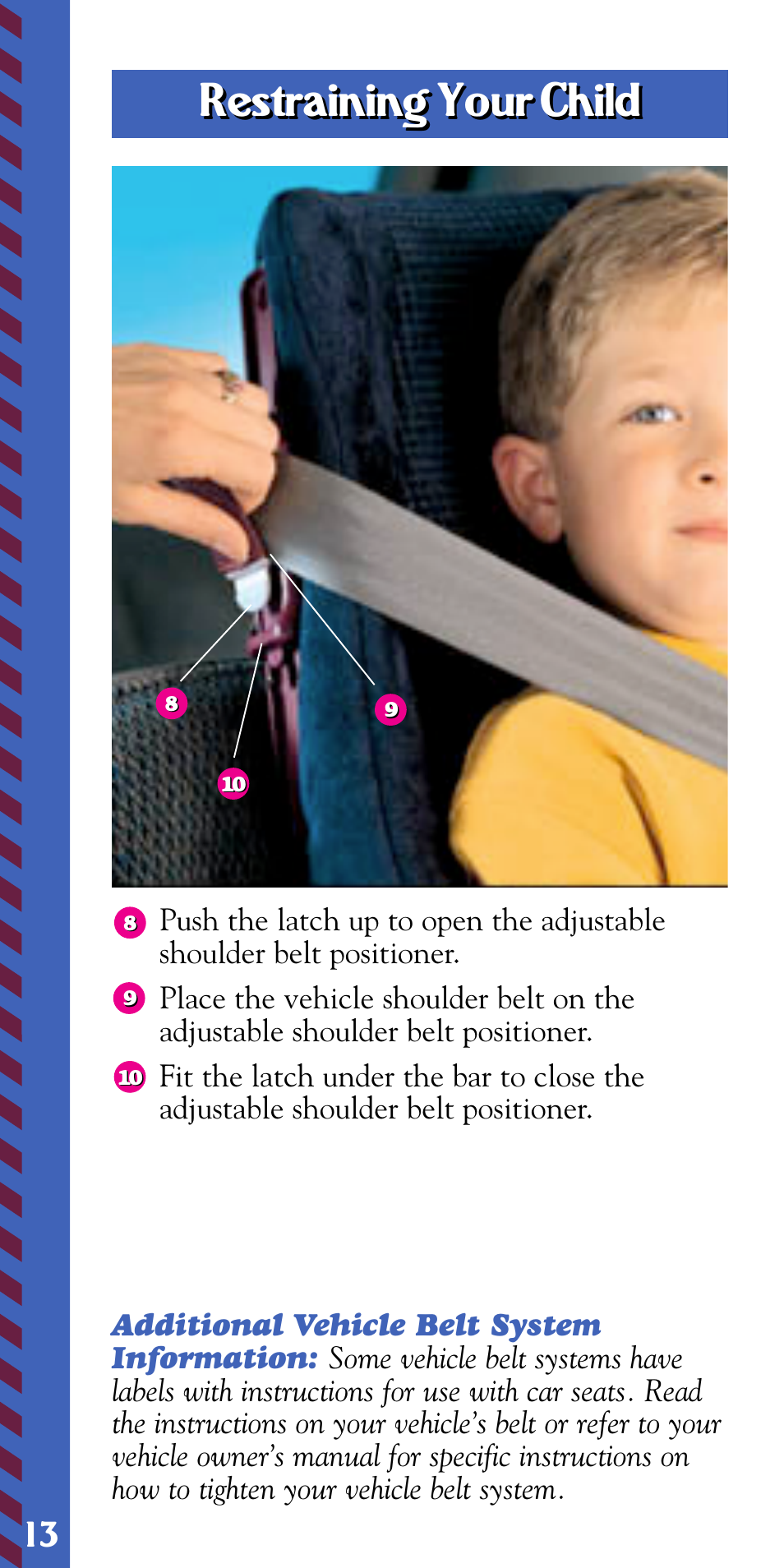 Restraining your child | Fisher-Price SAFE EMBRACE 79750 User Manual | Page 14 / 20