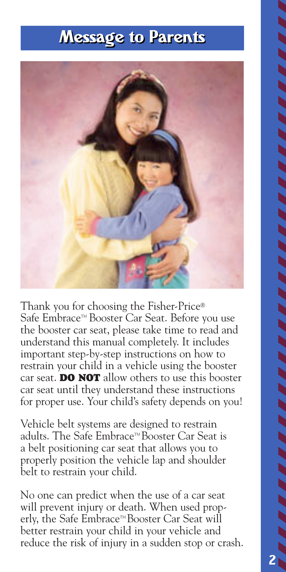 Message to parents | Fisher-Price SAFE EMBRACE 79750 User Manual | Page 3 / 20