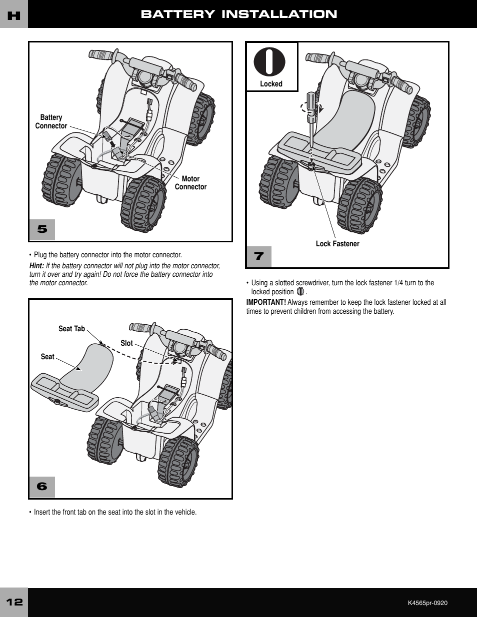 Battery installation | Fisher-Price K4565 User Manual | Page 12 / 20