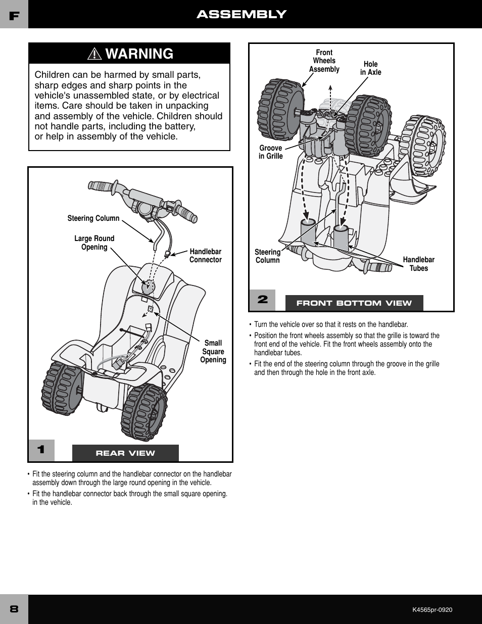 Warning, Assembly | Fisher-Price K4565 User Manual | Page 8 / 20