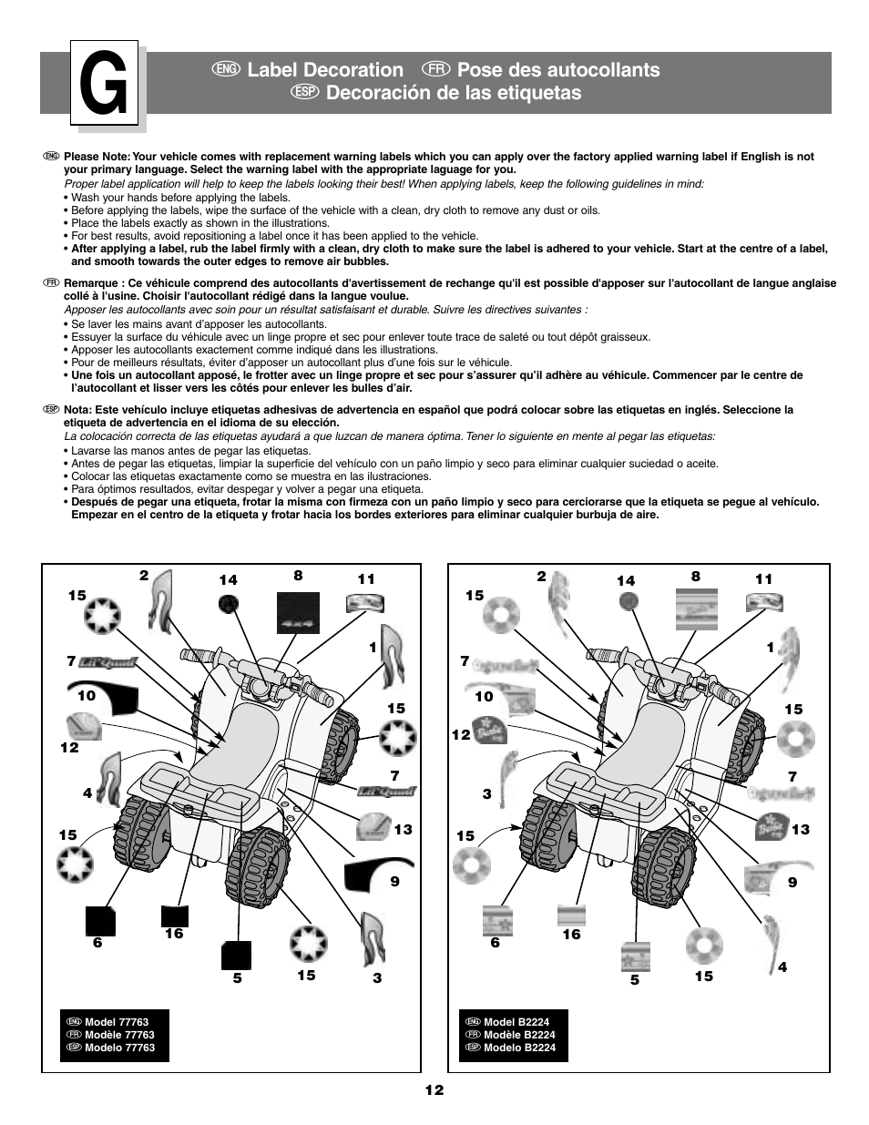 Fisher-Price B2225 User Manual | Page 12 / 28