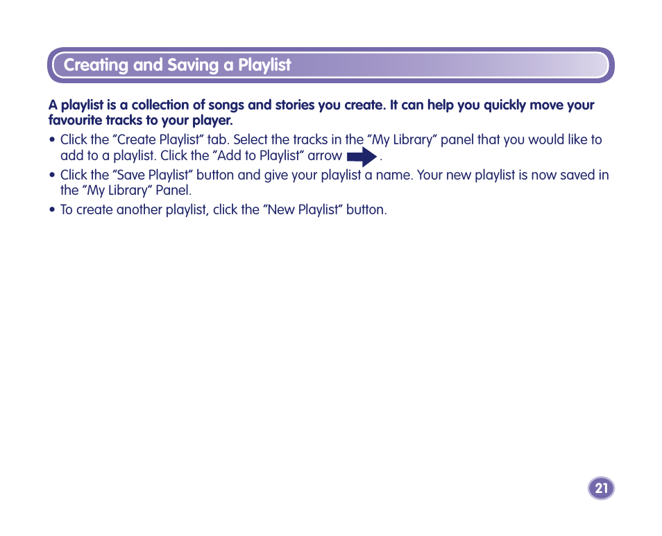 Creating and saving a playlist | Fisher-Price Kid-Tough Fp3 Player M2814 User Manual | Page 21 / 40