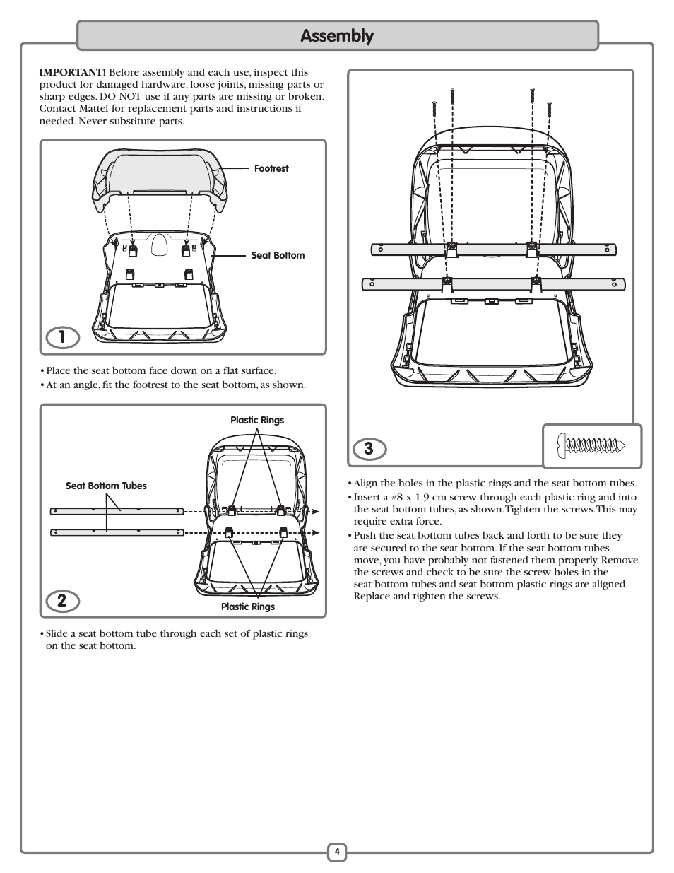 Assembly 1 | Fisher-Price L3891 User Manual | Page 4 / 16