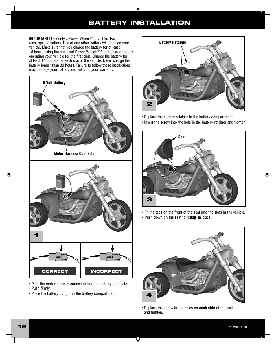 Battery installation | Fisher-Price ROCKER P5065 User Manual | Page 12 / 21