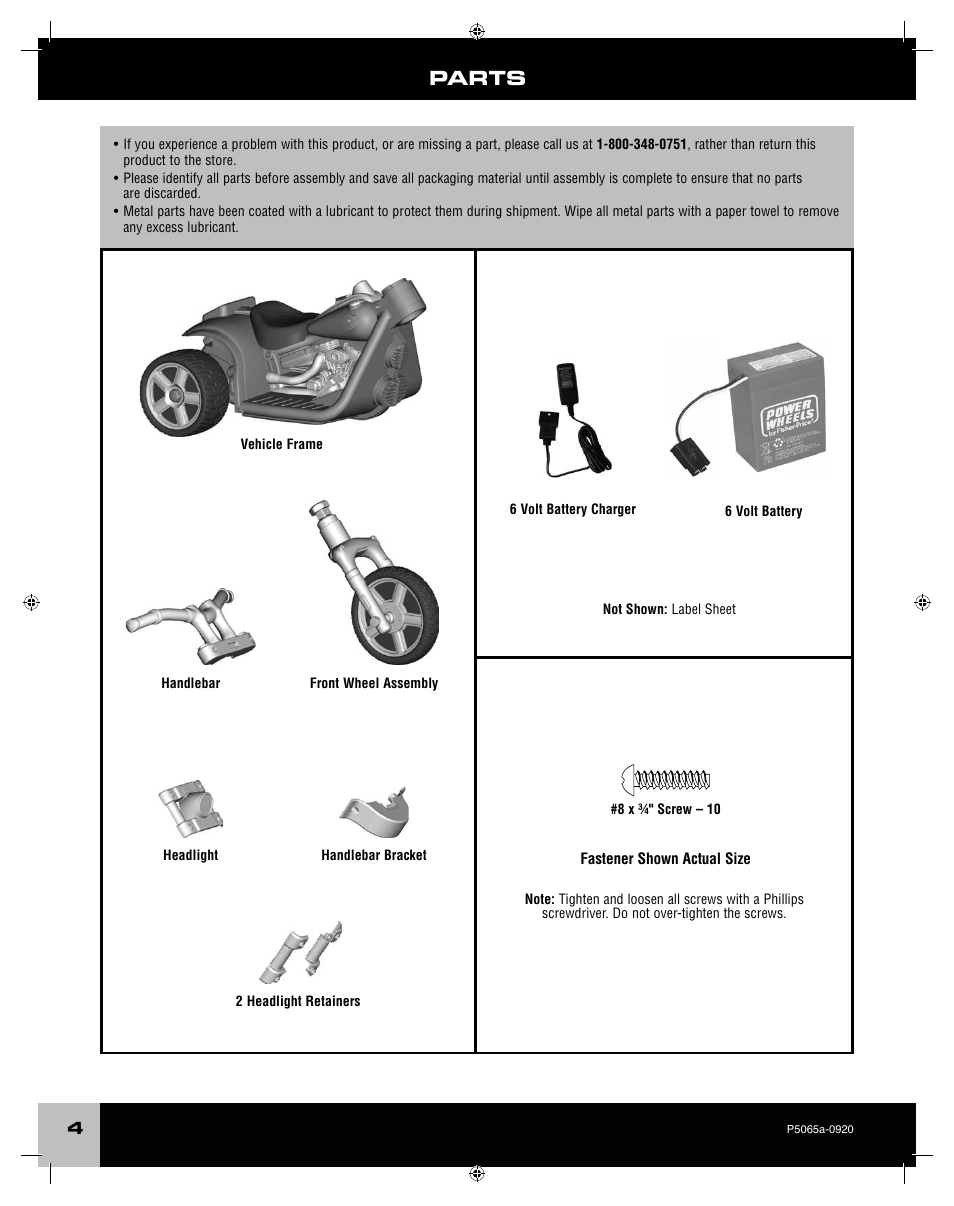 Parts | Fisher-Price ROCKER P5065 User Manual | Page 4 / 21