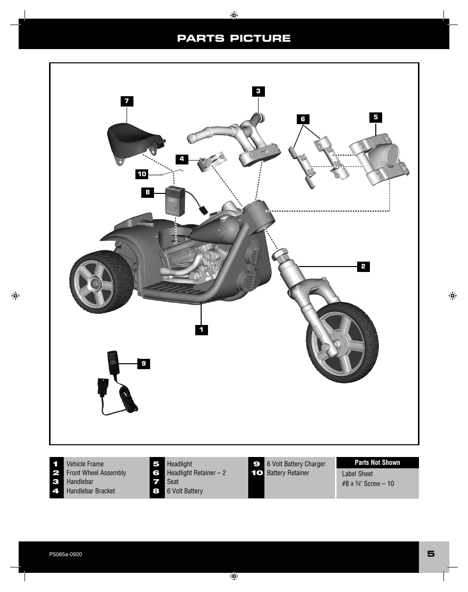 Parts picture | Fisher-Price ROCKER P5065 User Manual | Page 5 / 21