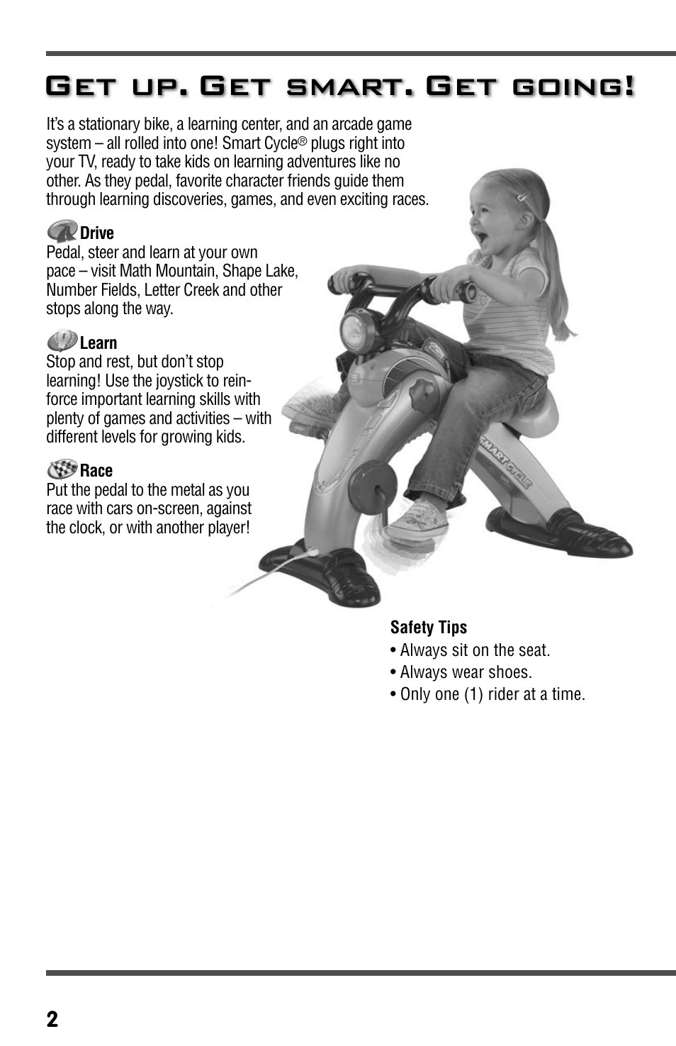 Get up. get smart. get going | Fisher-Price SMARTCYCLE RACER T3857 User Manual | Page 2 / 20