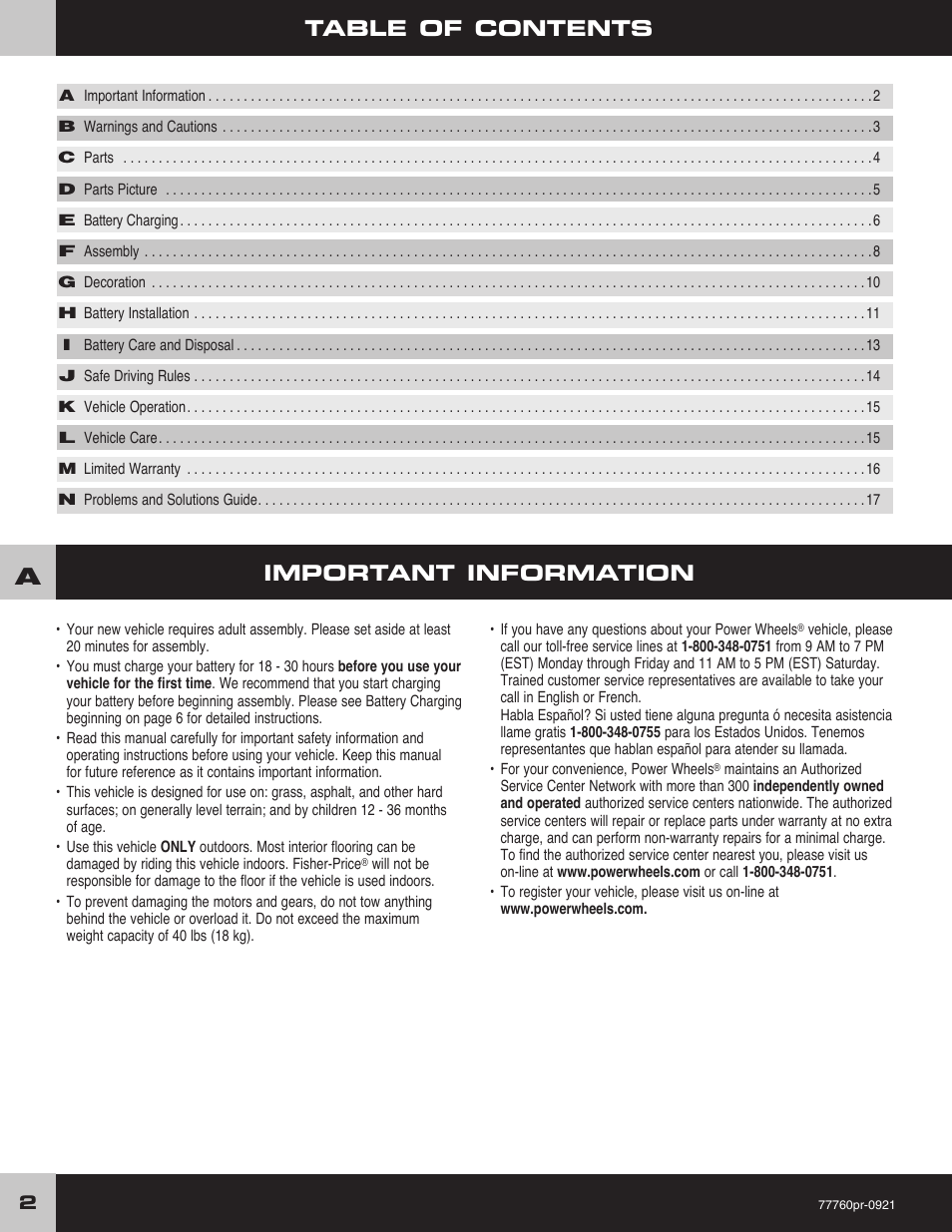 Fisher-Price 77768 User Manual | Page 2 / 20