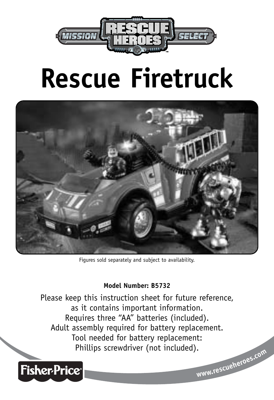 Fisher-Price RESCUE FIRETRUCK B5732 User Manual | 6 pages