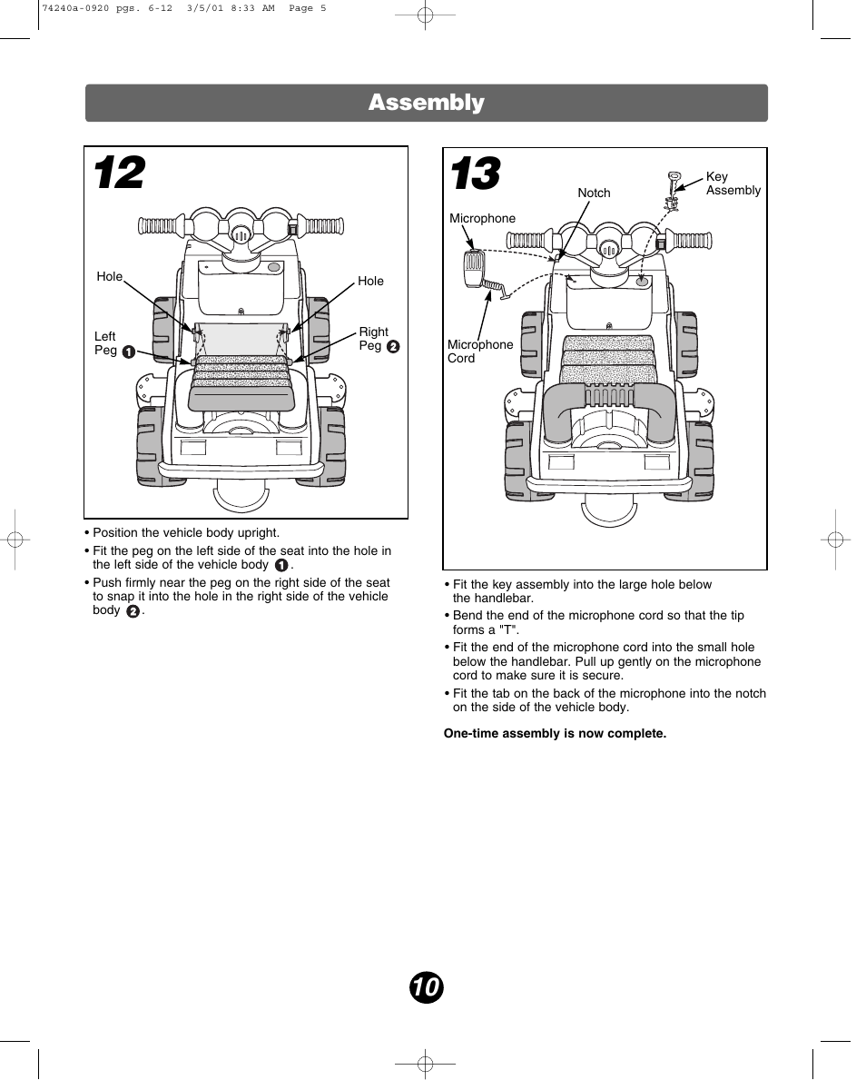 Assembly | Fisher-Price 74240 User Manual | Page 10 / 20