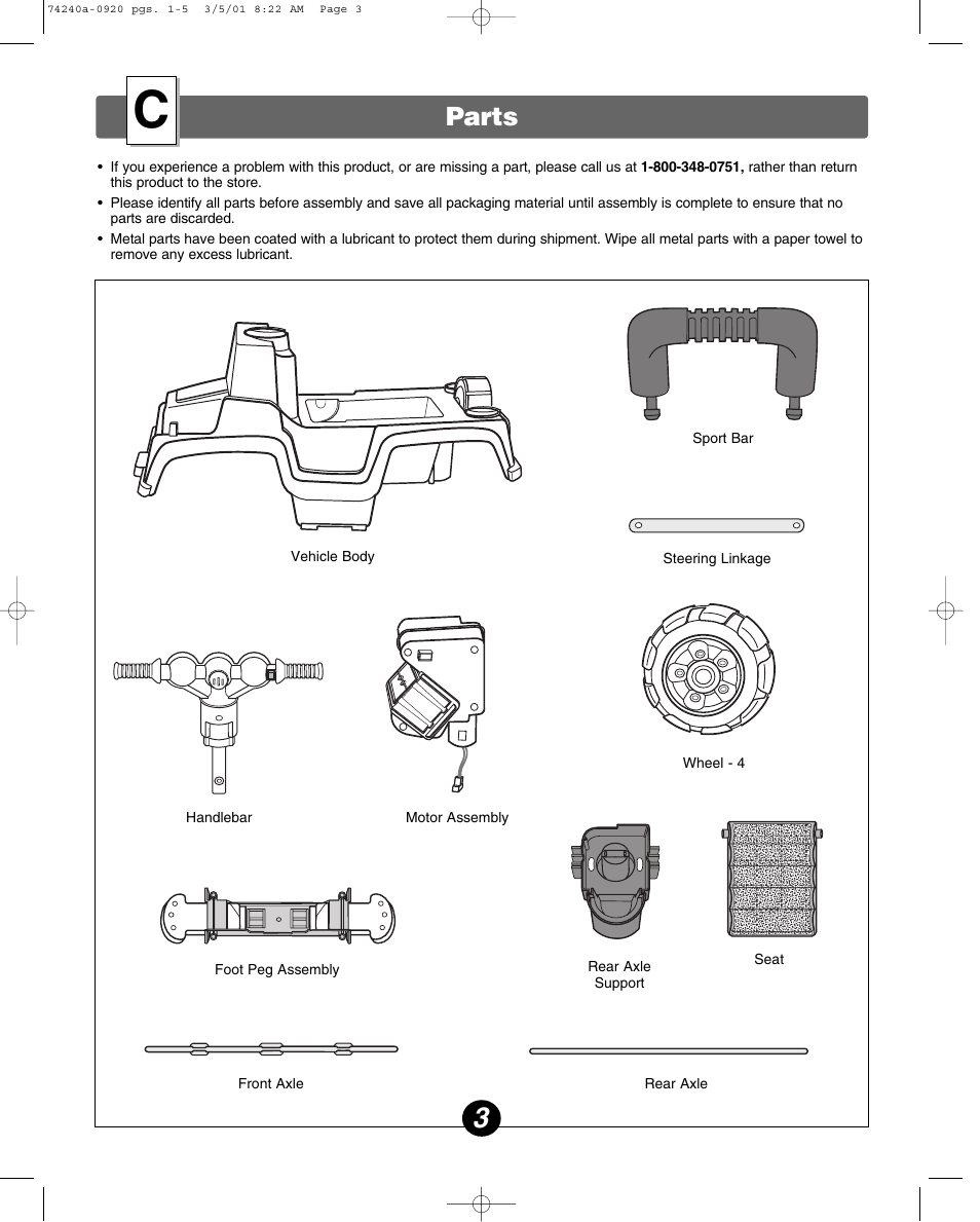 Parts | Fisher-Price 74240 User Manual | Page 3 / 20