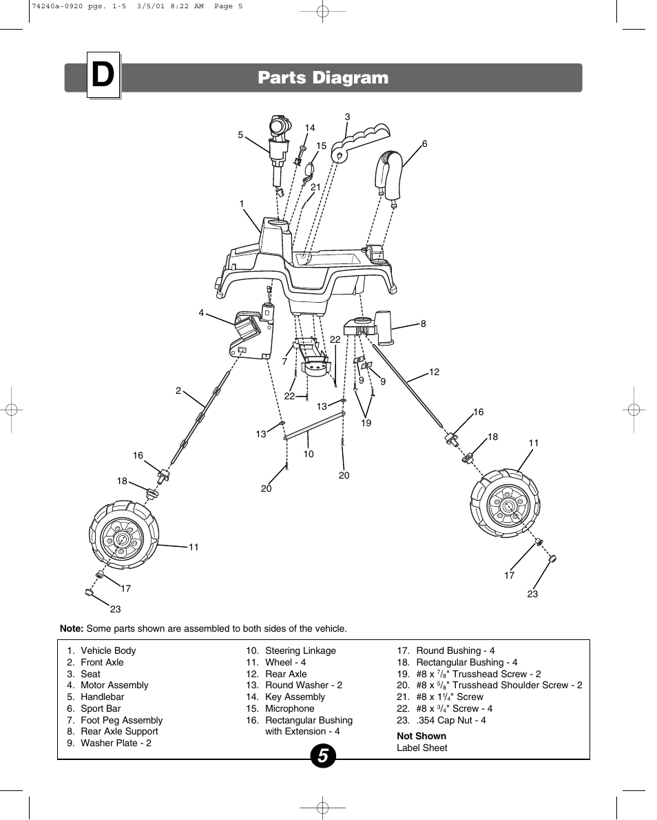 Parts diagram | Fisher-Price 74240 User Manual | Page 5 / 20