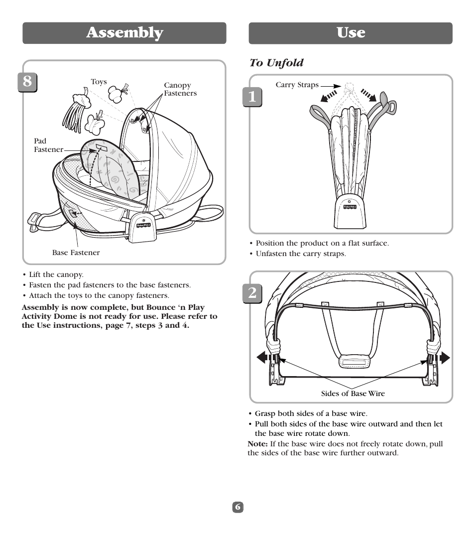 Assembly, 12 use 8 | Fisher-Price 79534 User Manual | Page 6 / 8