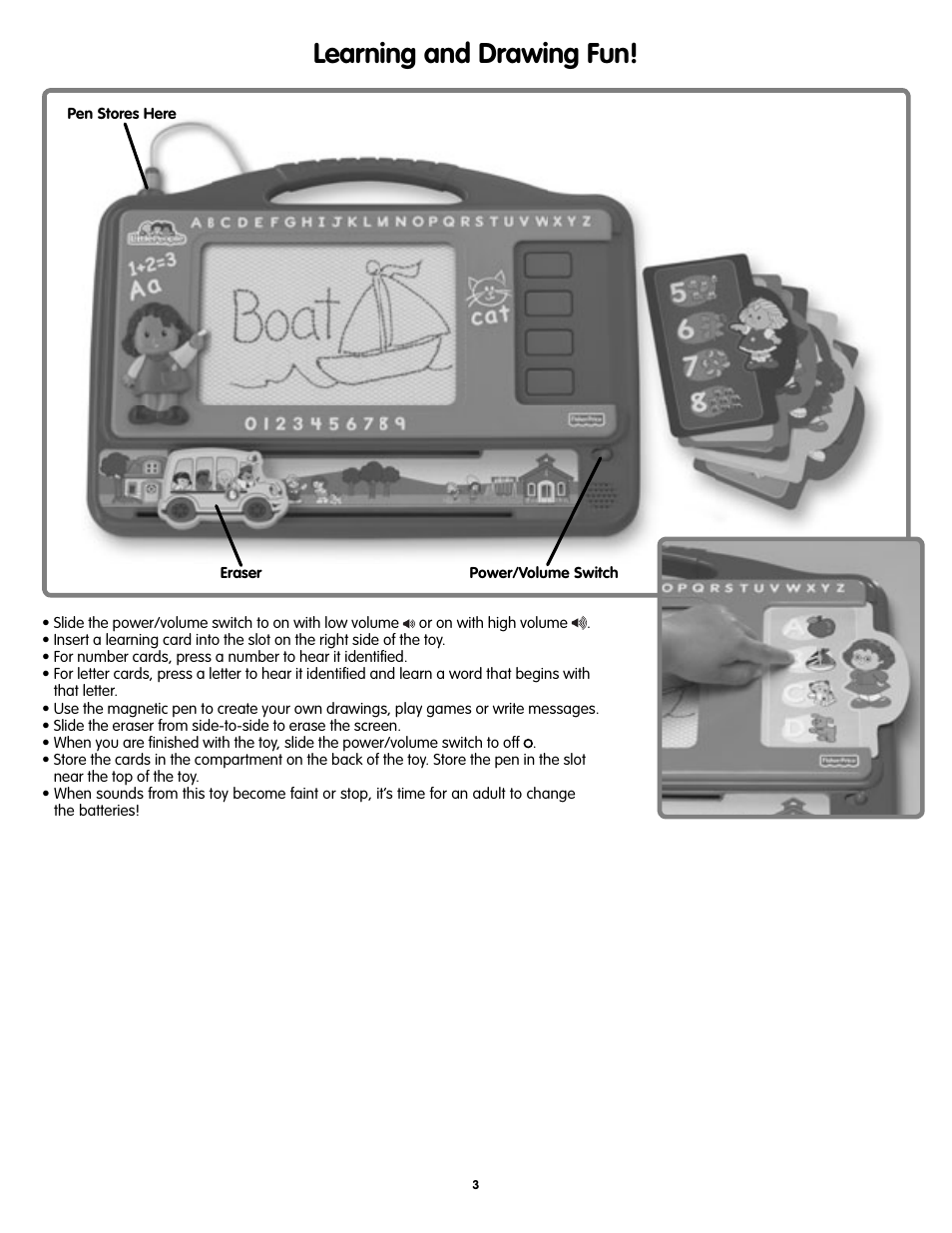 Learning and drawing fun | Fisher-Price DOODLE PRO M1353 User Manual | Page 3 / 4