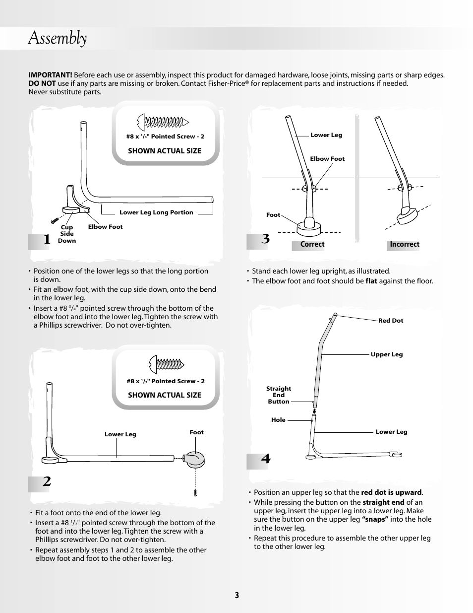 Assembly | Fisher-Price 79596 User Manual | Page 3 / 12