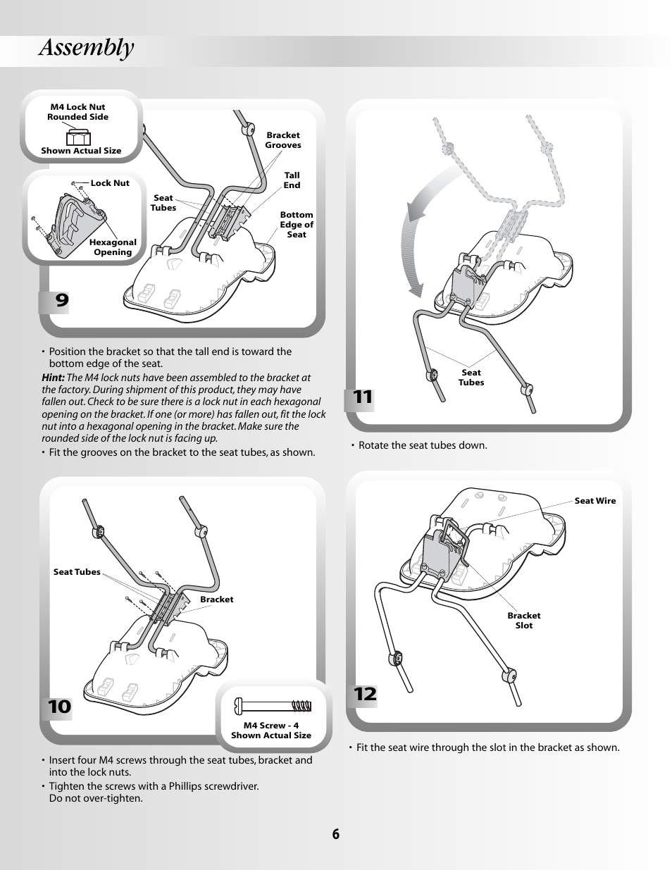 Assembly | Fisher-Price SMART RESPONSE SWING B3469 User Manual | Page 6 / 16
