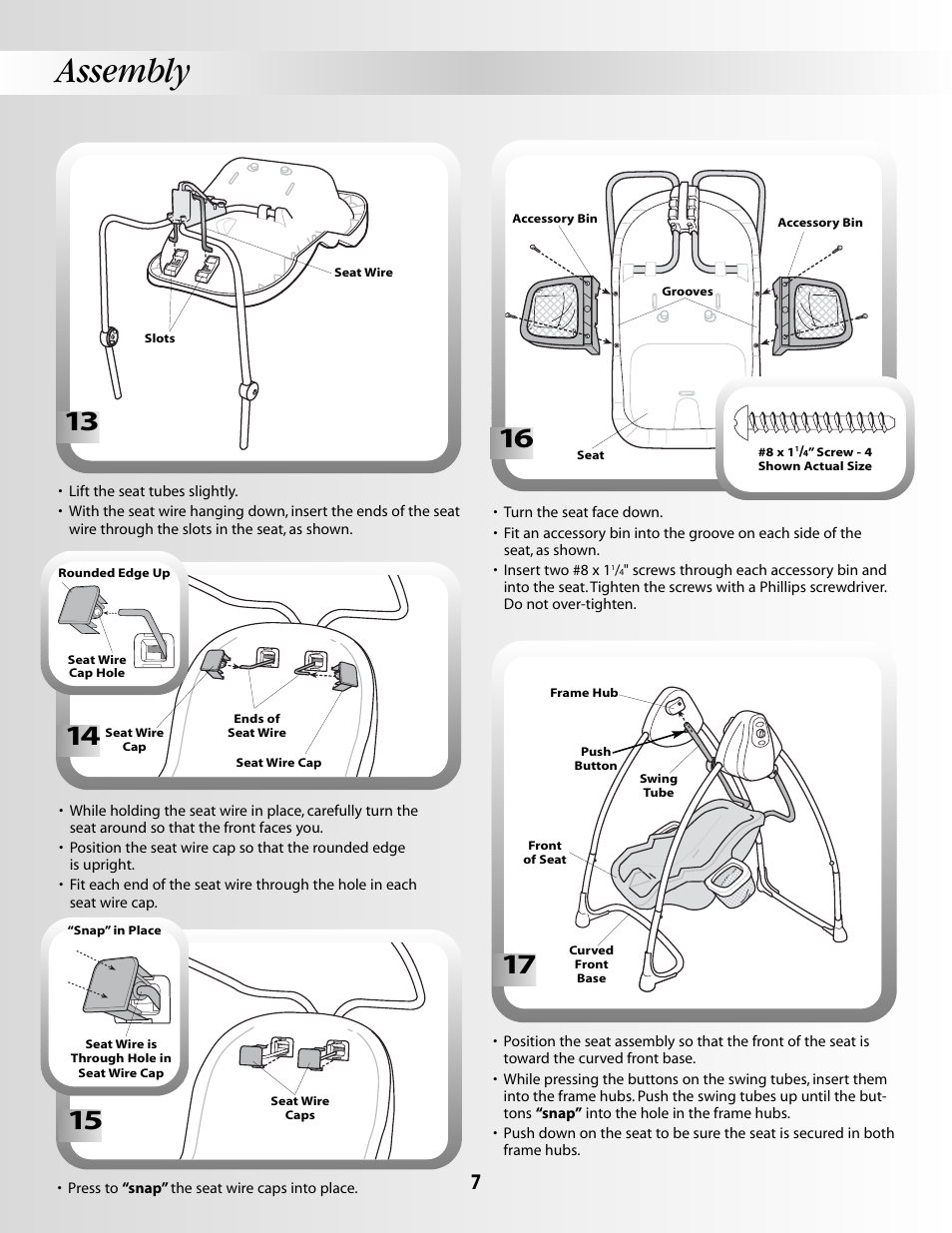 Assembly | Fisher-Price SMART RESPONSE SWING B3469 User Manual | Page 7 / 16