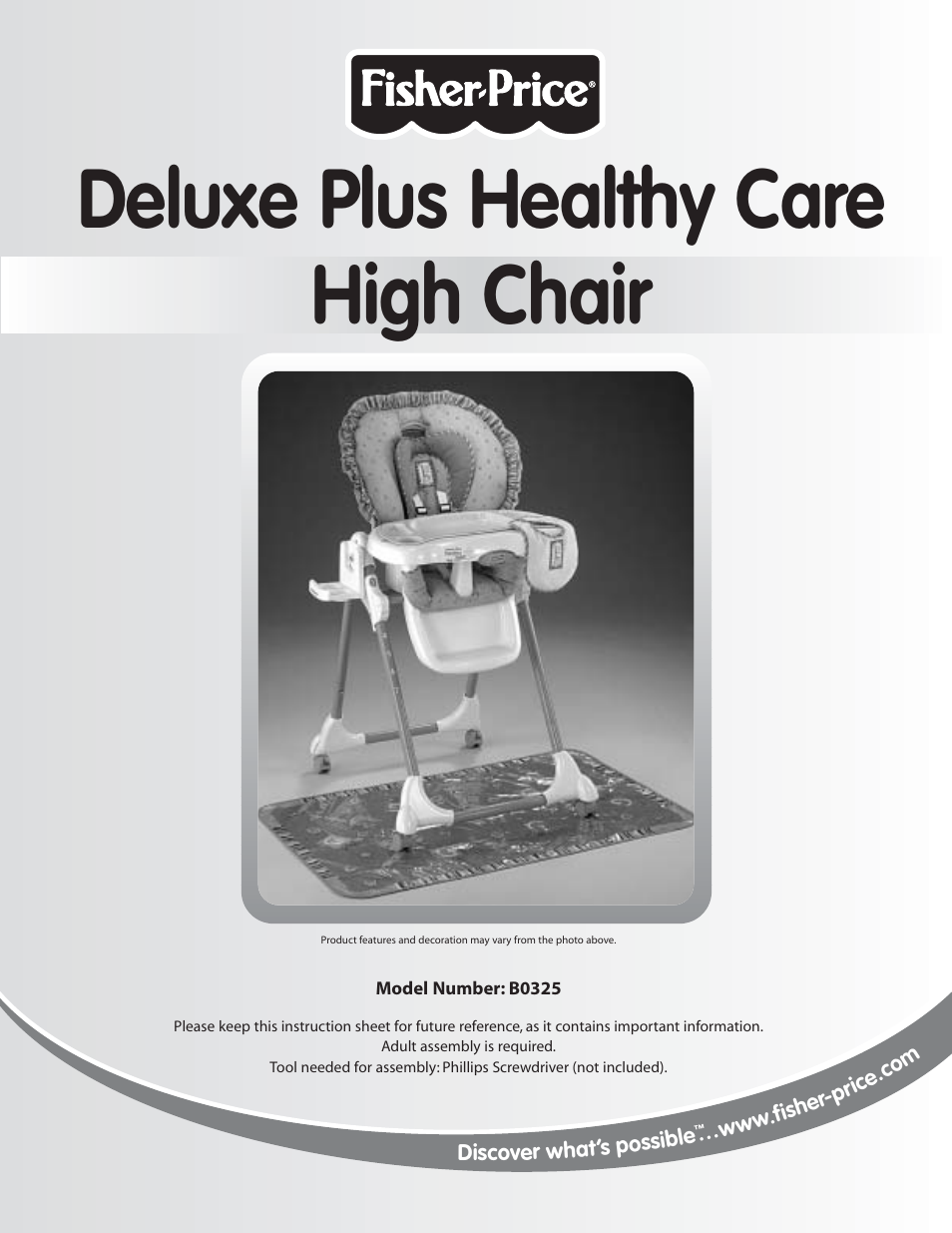 Fisher-Price DELUXE PLUS HEALTHY CARE B0325 User Manual | 16 pages