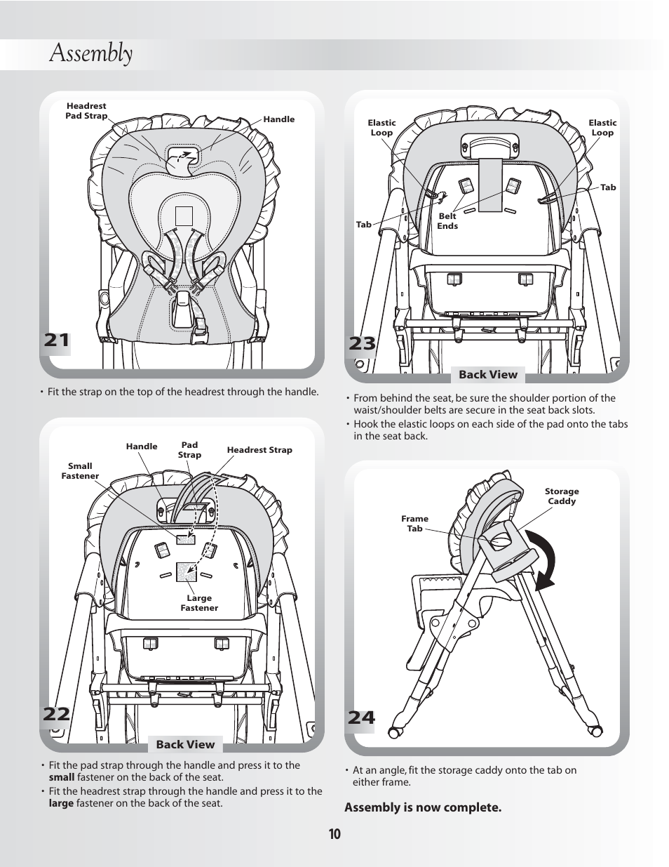 Assembly | Fisher-Price DELUXE PLUS HEALTHY CARE B0325 User Manual | Page 10 / 16