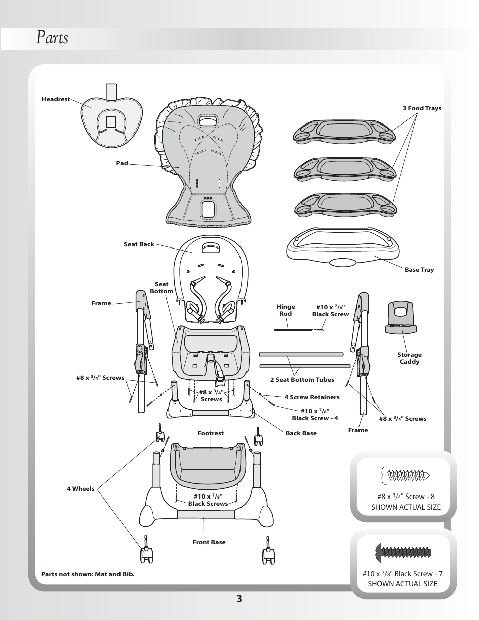 Parts | Fisher-Price DELUXE PLUS HEALTHY CARE B0325 User Manual | Page 3 / 16