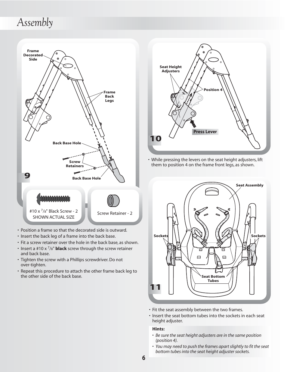 Assembly | Fisher-Price DELUXE PLUS HEALTHY CARE B0325 User Manual | Page 6 / 16