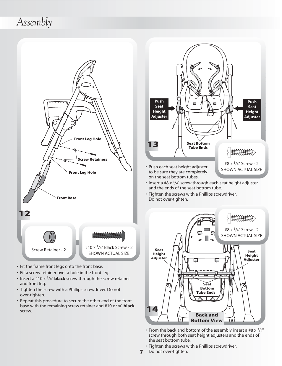 Assembly | Fisher-Price DELUXE PLUS HEALTHY CARE B0325 User Manual | Page 7 / 16