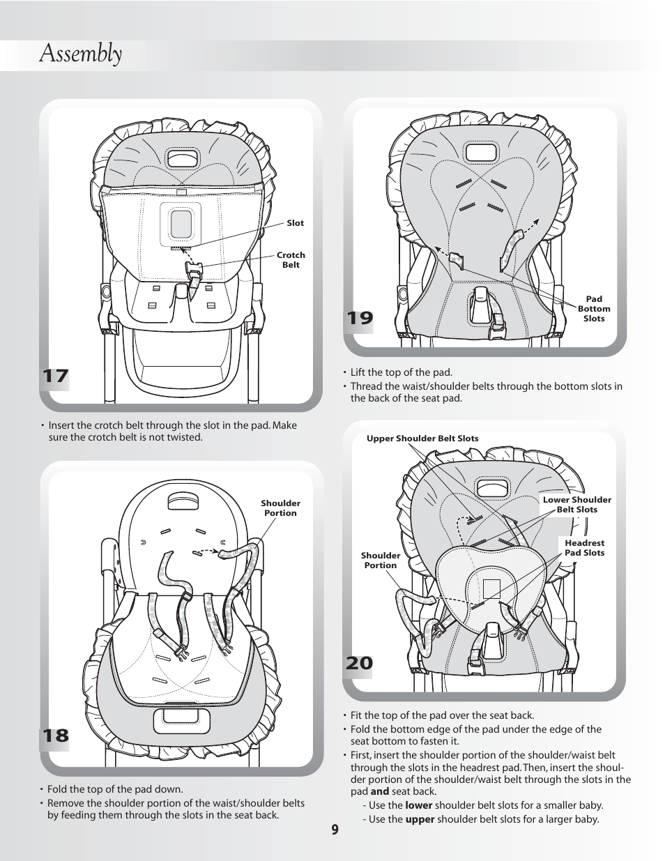 Assembly | Fisher-Price DELUXE PLUS HEALTHY CARE B0325 User Manual | Page 9 / 16