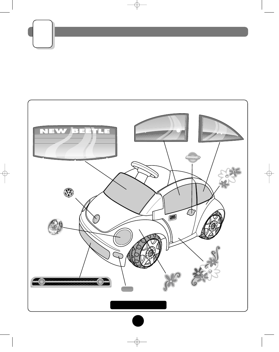 Label decoration | Fisher-Price BARBIE VOLKSWAGEN NEW BEETLE 73517 User Manual | Page 22 / 36