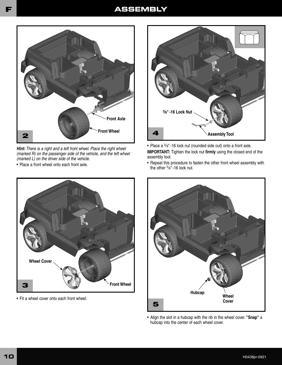 Assembly | Fisher-Price CADILLAC ESCALADE H0438 User Manual | Page 10 / 36