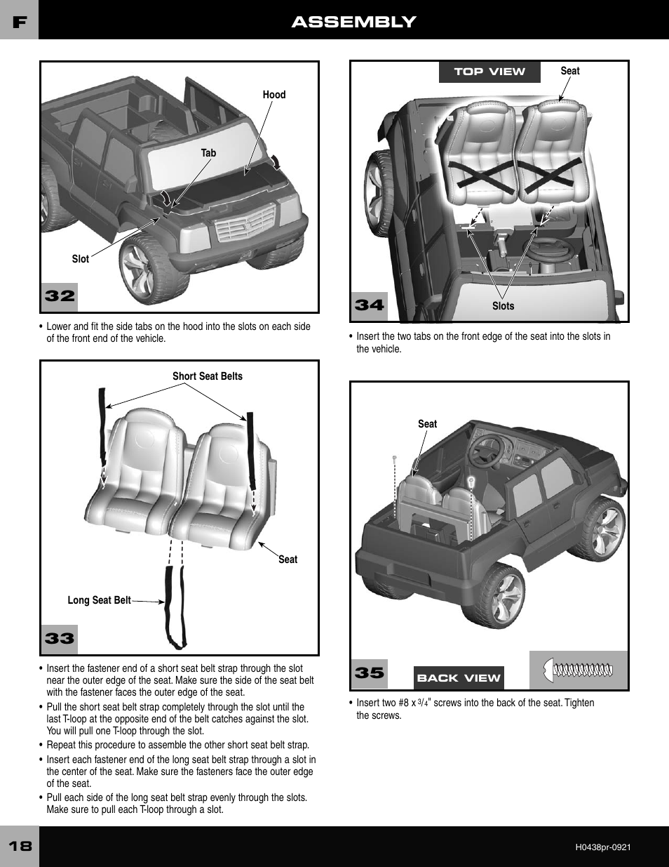 Assembly | Fisher-Price CADILLAC ESCALADE H0438 User Manual | Page 18 / 36