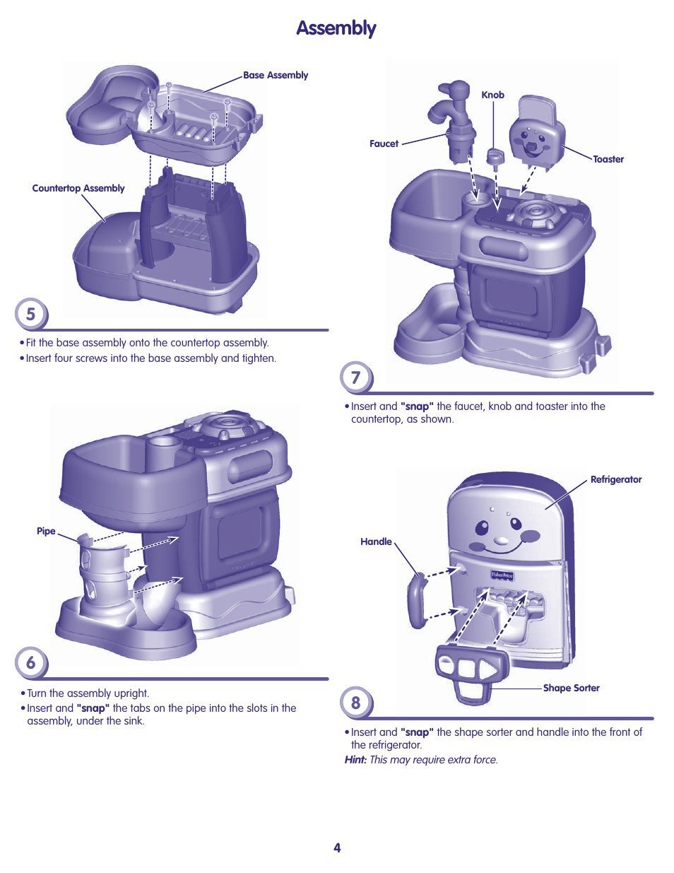 Assembly | Fisher-Price N3570 User Manual | Page 4 / 8