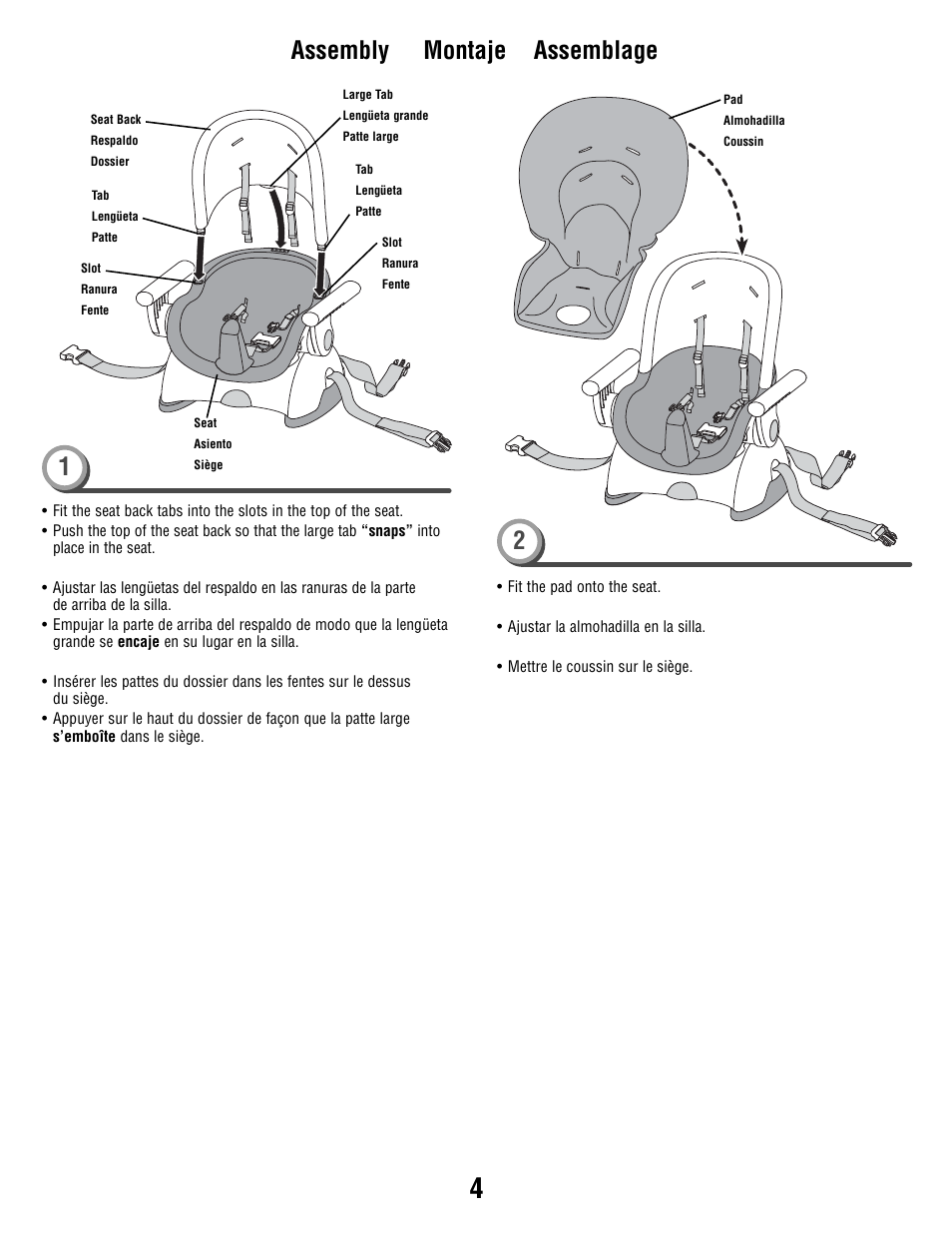 12 assembly montaje assemblage | Fisher-Price J5933 User Manual | Page 4 / 20