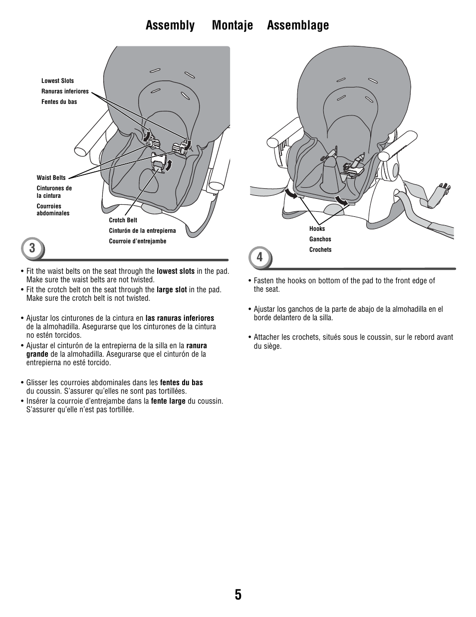 Assembly montaje assemblage 3 4 | Fisher-Price J5933 User Manual | Page 5 / 20