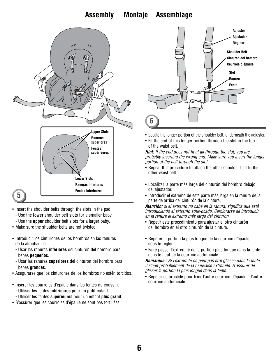 Assembly montaje assemblage 5 6 | Fisher-Price J5933 User Manual | Page 6 / 20