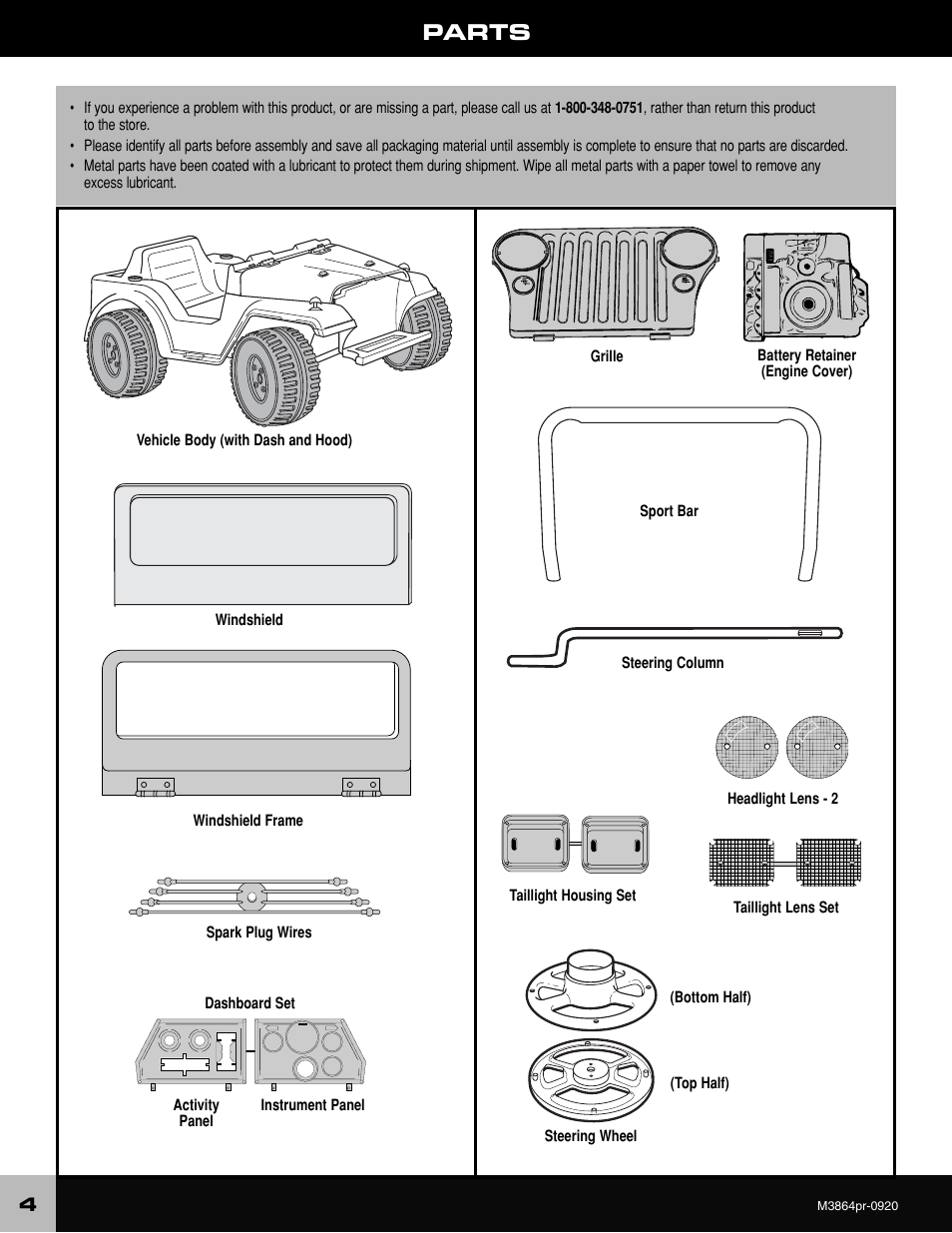 Parts | Fisher-Price M3864 User Manual | Page 4 / 24
