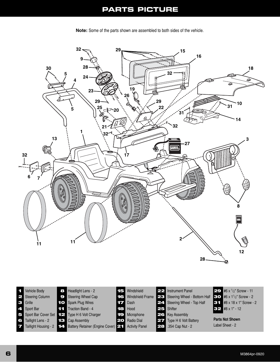 Parts picture | Fisher-Price M3864 User Manual | Page 6 / 24